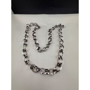 Bronze Milor Italy Silver Tone Chain Necklace Signed Lightweight 34"